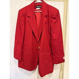 Sag Harbor Size 18 W Red Wool Blazer Jacket Lined Shoulder Pads one Button